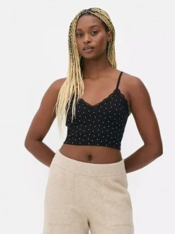 Top na ramiączkach z koronkowym obszyciem