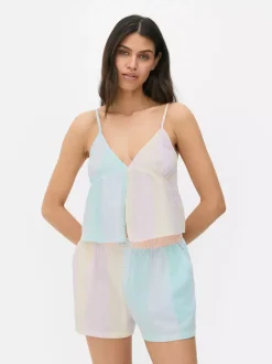 Top na ramiączkach z tkaniny seersucker