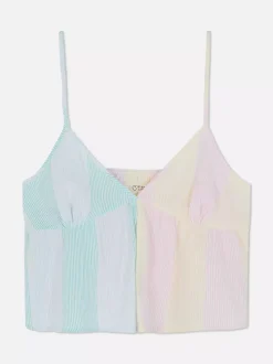 Top na ramiączkach z tkaniny seersucker