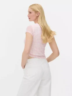 Top w kratkę vichy z siateczką, część zestawu