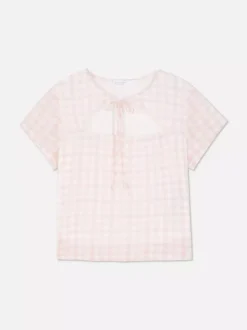 Top w kratkę vichy z siateczką, część zestawu