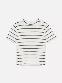 Top z krótkim rękawem i teksturowanymi paskami