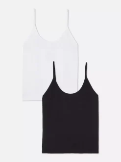 Topy na ramiączkach z głębokim dekoltem, 2 szt.