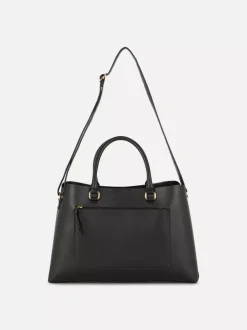 Torba shopper ze sztucznej skóry z zasuwaną kieszenią