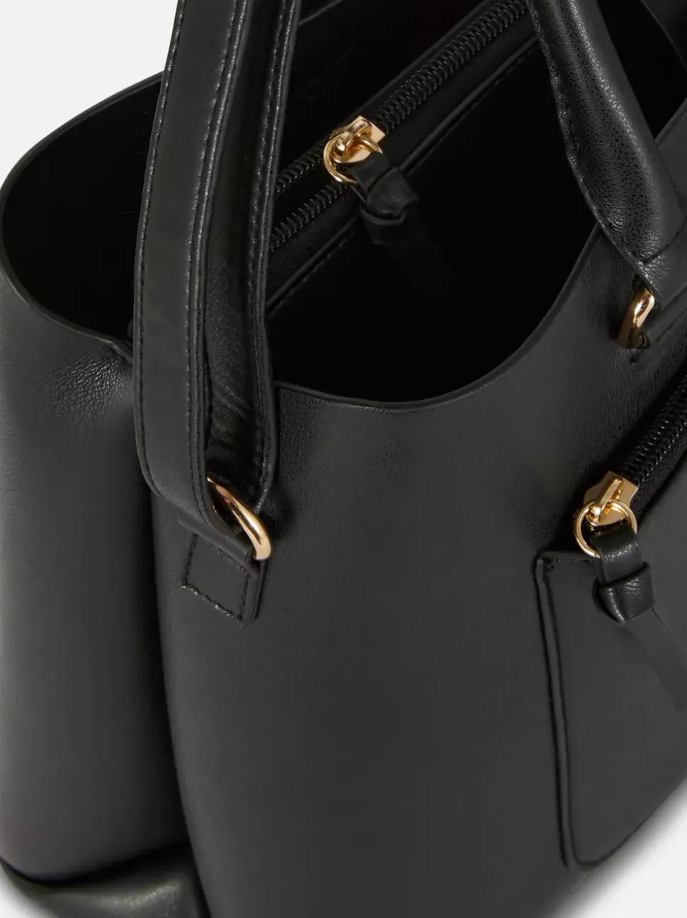 Torba shopper ze sztucznej skóry z zasuwaną kieszenią