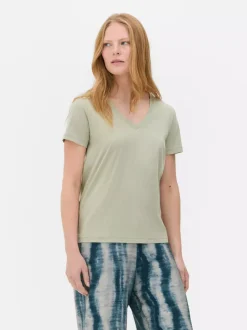 T-shirt z krótkim rękawem i dekoltem w serek