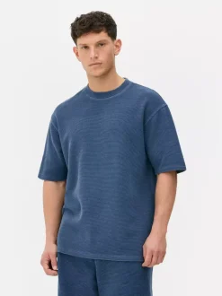 T-shirt z krótkim rękawem o waflowej fakturze