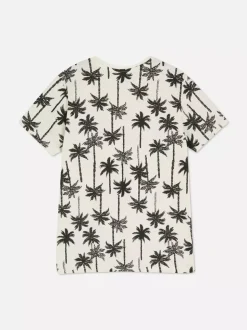 T-shirt z nadrukiem w palmy