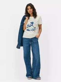 T-shirt z okrągłym dekoltem Katsushika