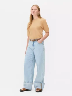 T-shirt z podwiniętymi rękawami The Edit