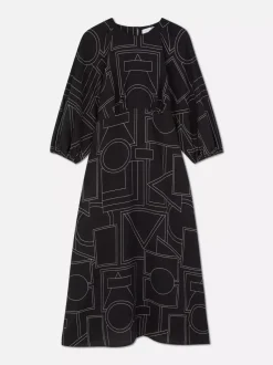 Wzorzysta sukienka midi