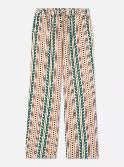 Wzorzyste spodnie ze ściąganym sznurkiem