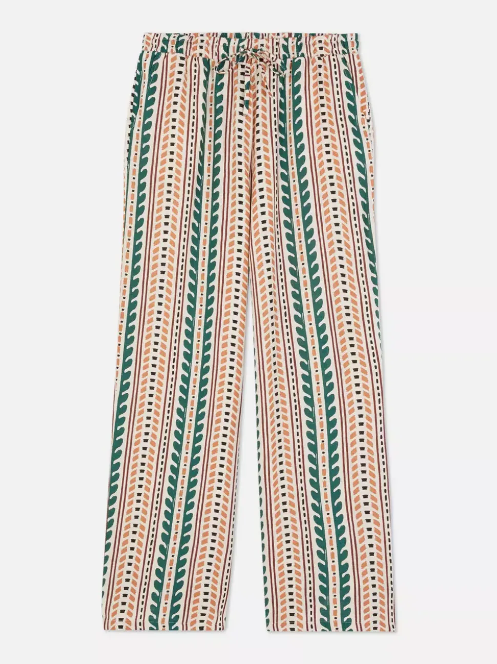 Wzorzyste spodnie ze ściąganym sznurkiem