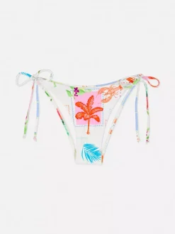 Wzorzysty dół od bikini z wiązaniem po bokach