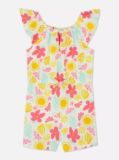 Wzorzysty krótki kombinezon na lato