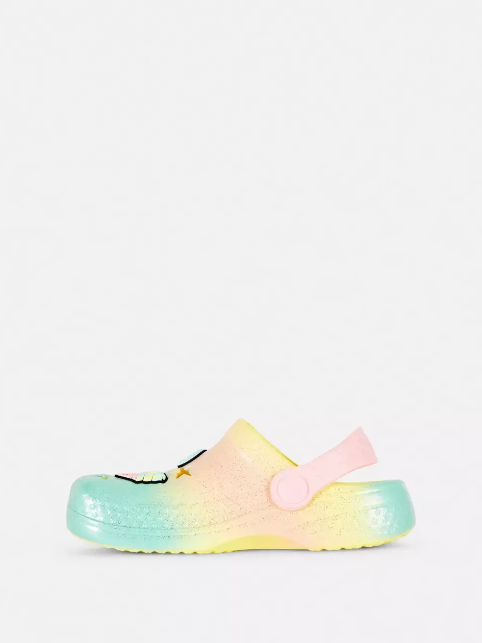 Zabawne błyszczące chodaki z efektem ombré