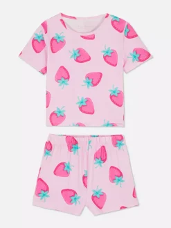 Zestaw piżamowy z szortami z motywem truskawek