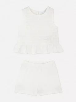 Zestaw z bluzką i szortami z marszczeniami