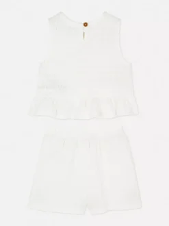 Zestaw z bluzką i szortami z marszczeniami