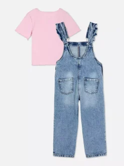 Zestaw z ogrodniczkami w kwiaty