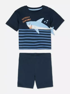 Zestaw z T-shirtem i szortami z motywem rekina