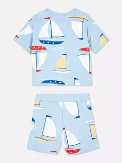 Zestaw z T-Shirtem i szortami ze wzorem w statki
